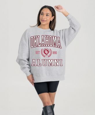 Women's Ash Oklahoma Sooners Degree Unlocked Oversized Premium Fleece Sweatshirt