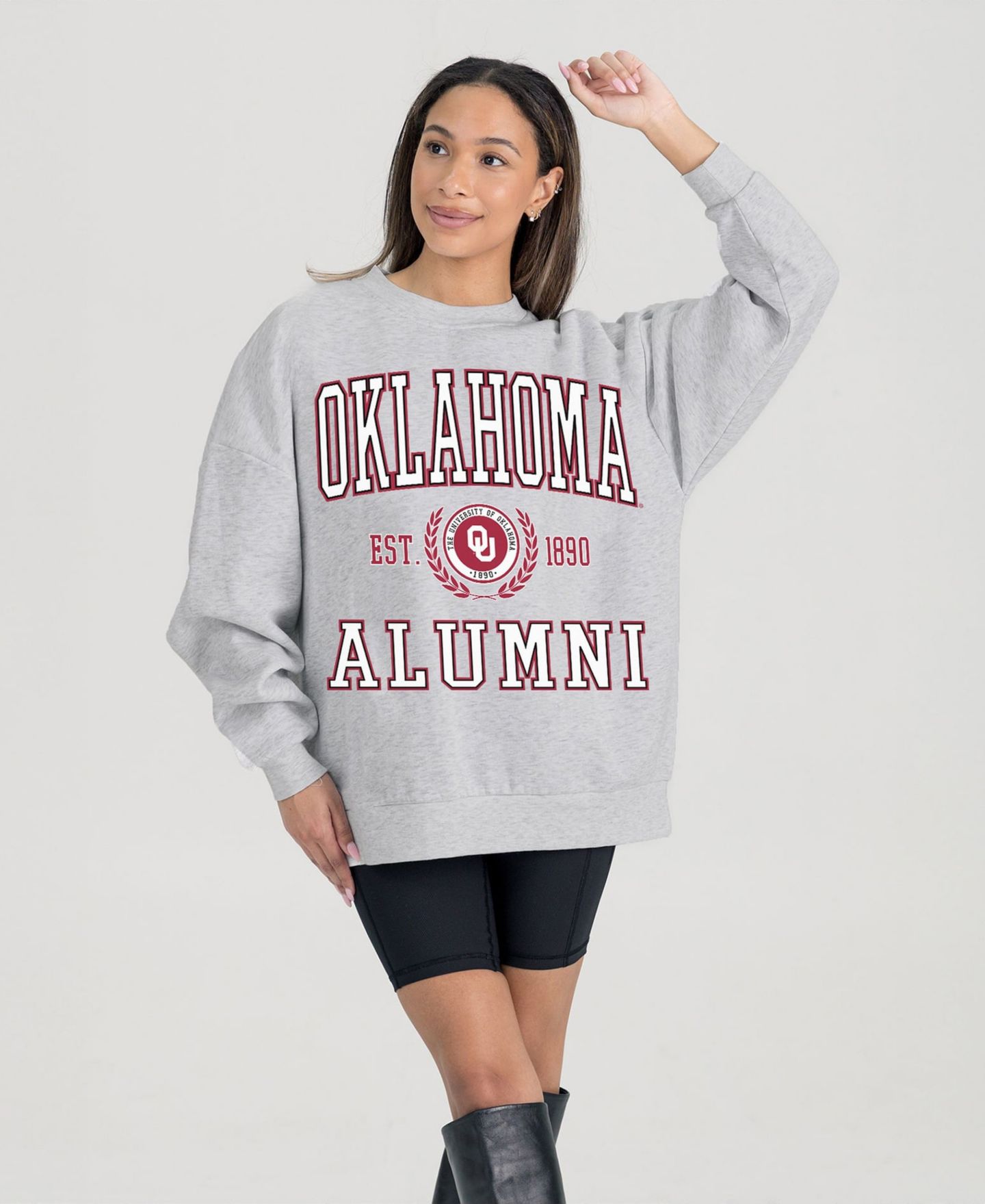Женская толстовка Gameday Couture Ash Oklahoma Sooners Degree Unlocked Oversized Premium Fleece — фото 1