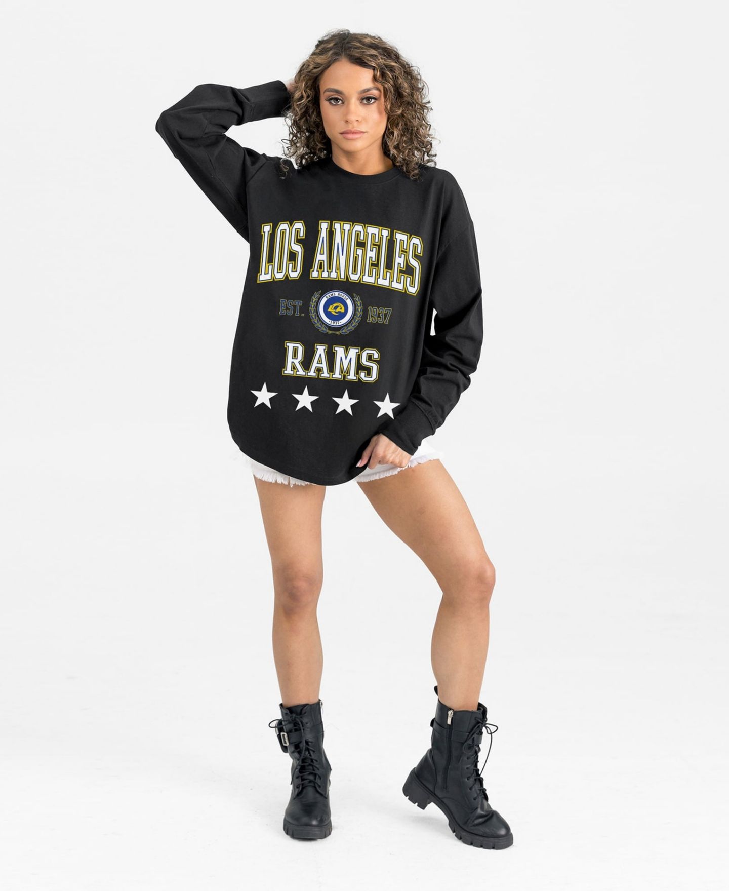 Женская футболка Gameday Couture Black Los Angeles Rams Everyday Star Oversized Long-Sleeve — фото 4
