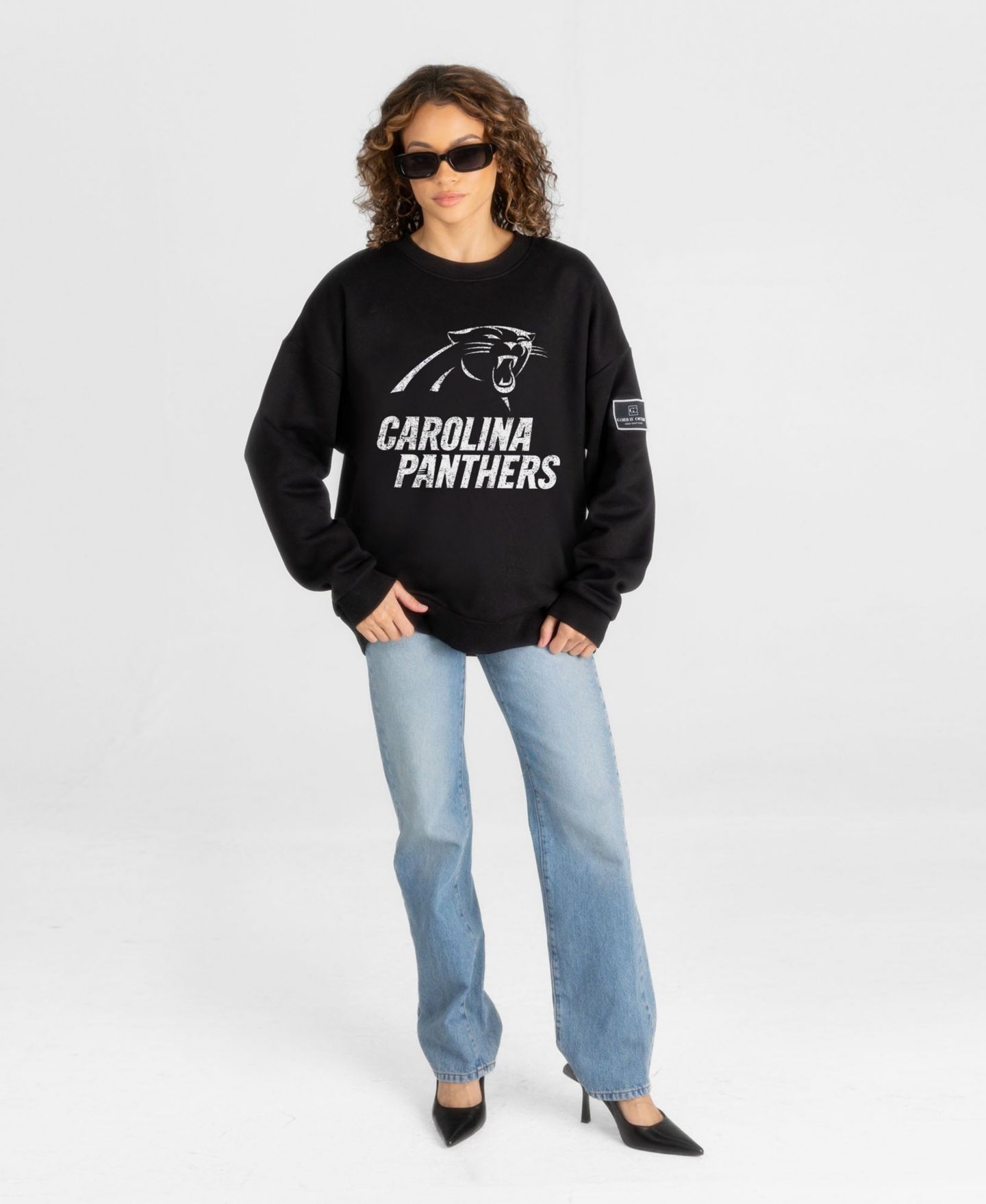 Женская толстовка Gameday Couture Black Carolina Panthers Bold Move Black Label Premium Drop Shoulder — фото 4