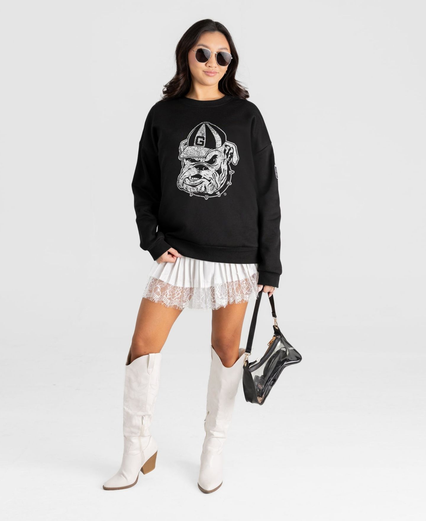 Женская толстовка Gameday Couture Black Georgia Bulldogs Bold Move Black Label Premium Drop Shoulder — фото 3