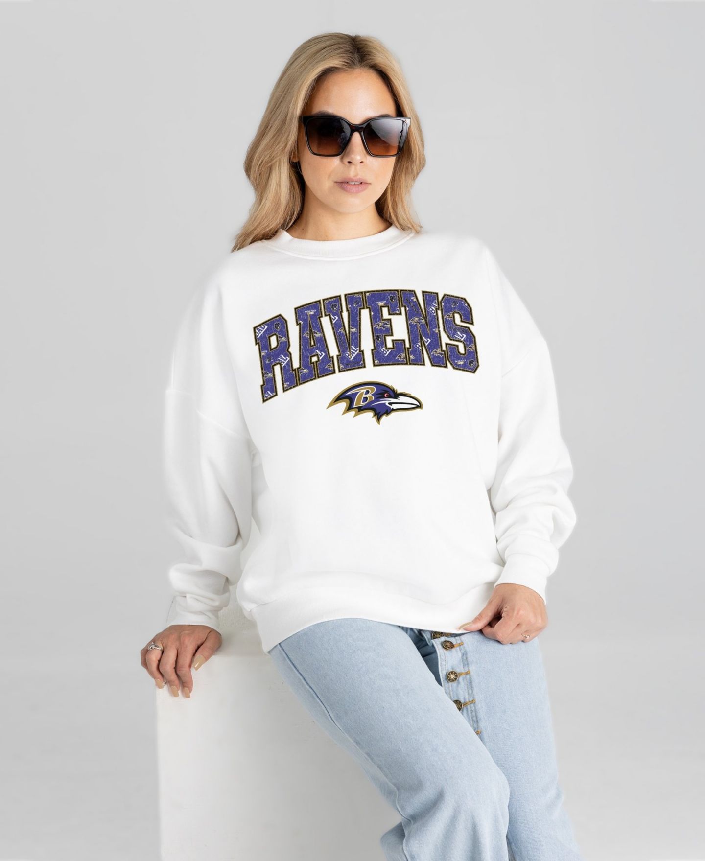 Женская толстовка Gameday Couture White Baltimore Ravens Sweet Play Oversized Premium Drop Shoulder — фото 4