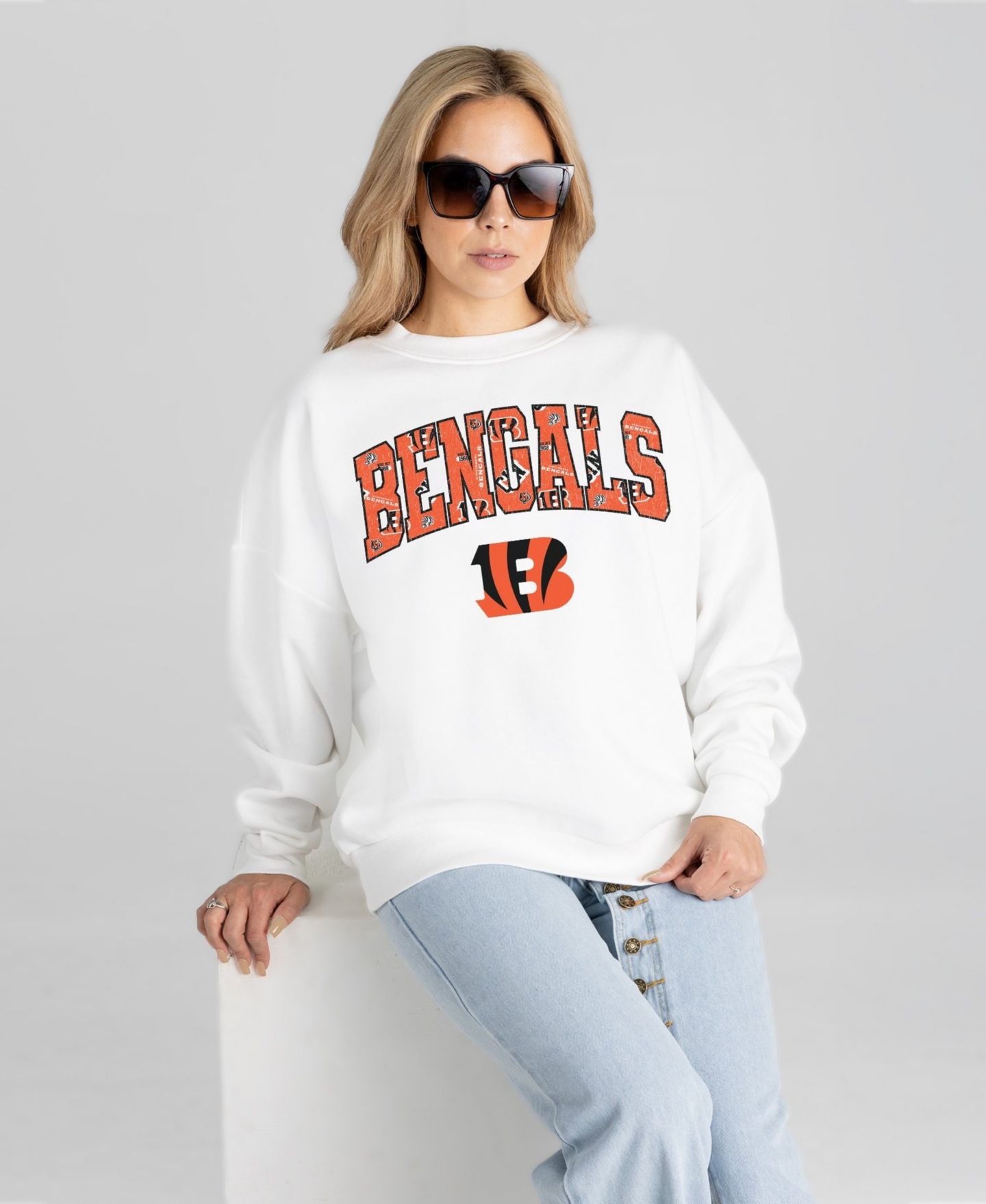 Женская толстовка Gameday Couture White Cincinnati Bengals Sweet Play Oversized Premium Drop Shoulder — фото 4