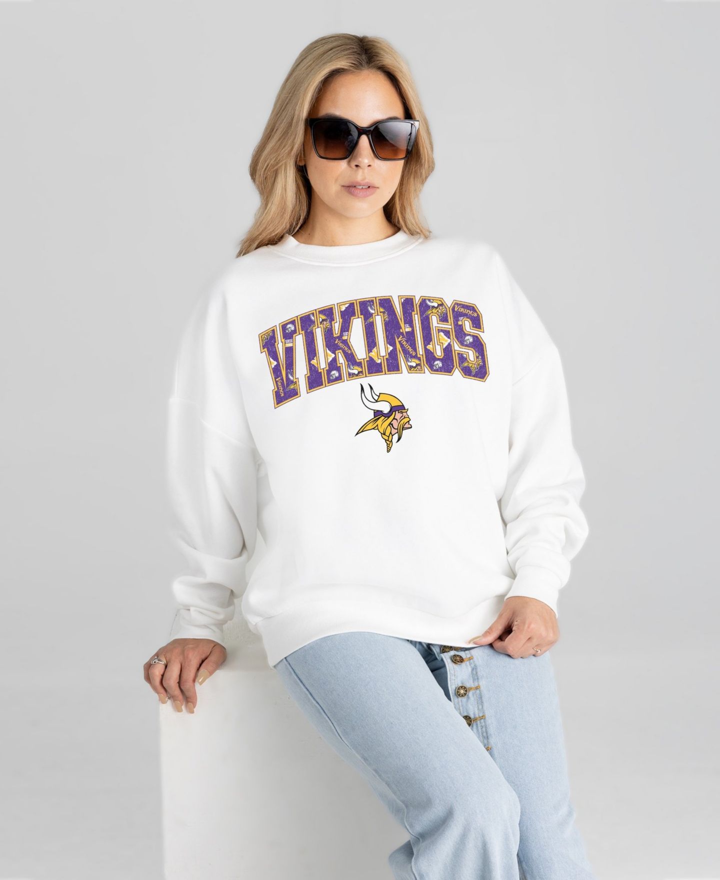 Женская толстовка Gameday Couture White Minnesota Vikings Sweet Play Oversized Premium Drop Shoulder — фото 4