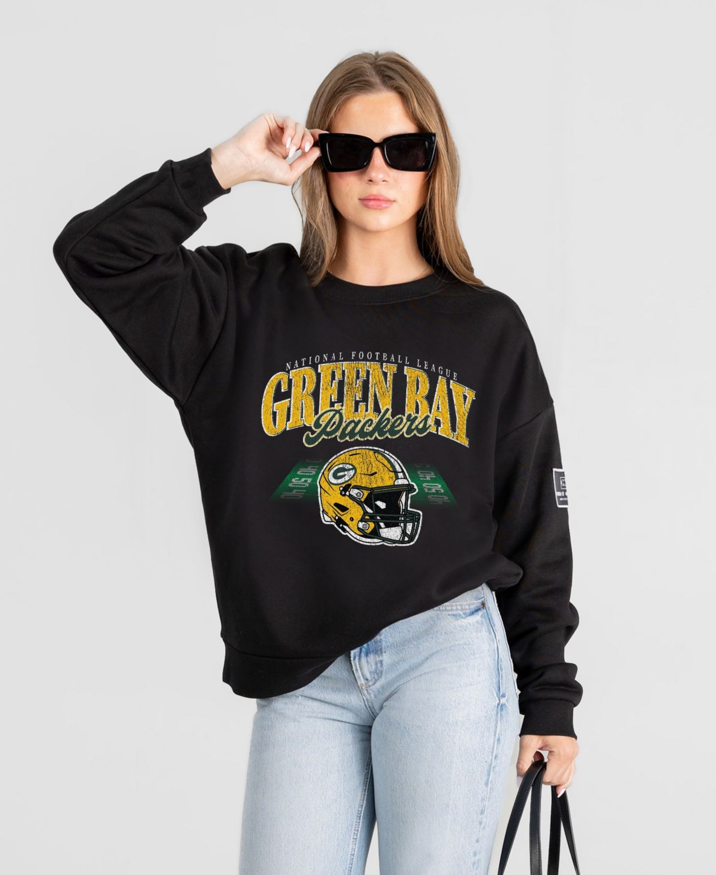 Женская толстовка Gameday Couture Black Green Bay Packers Field Focus Black Label Premium Drop Shoulder — фото 3