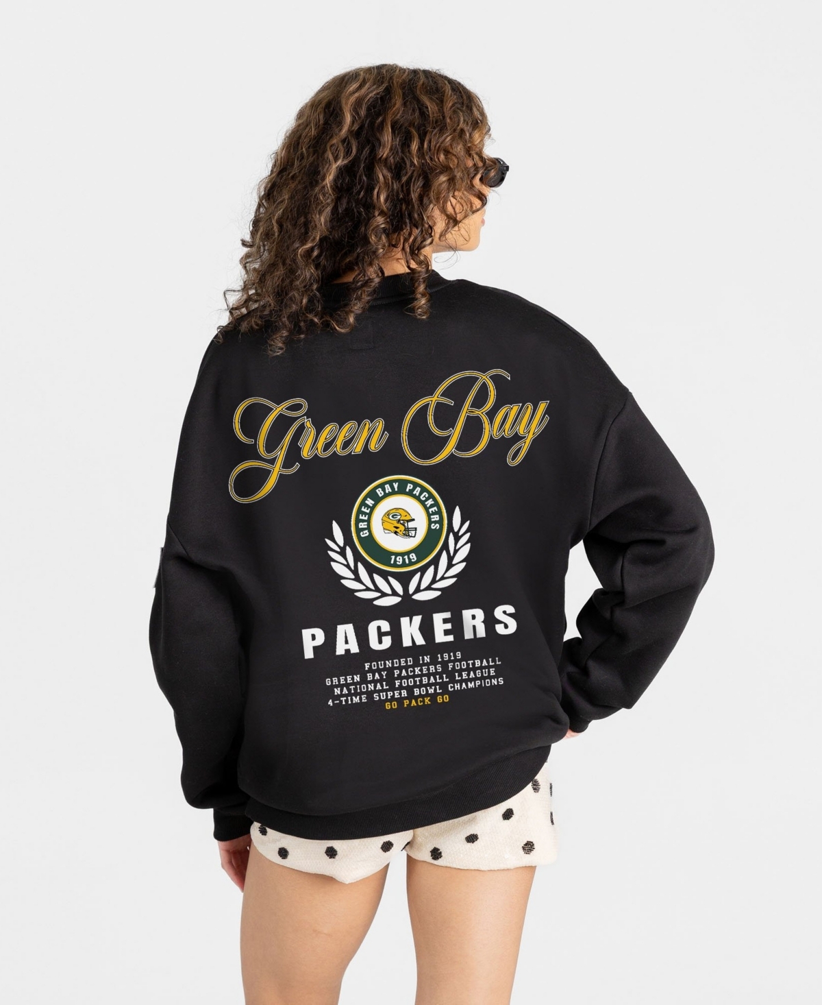 Gameday Couture Women's Black Green Bay Packers Classic Charm Black Label Premium Drop Shoulder Sweatshirt - Black