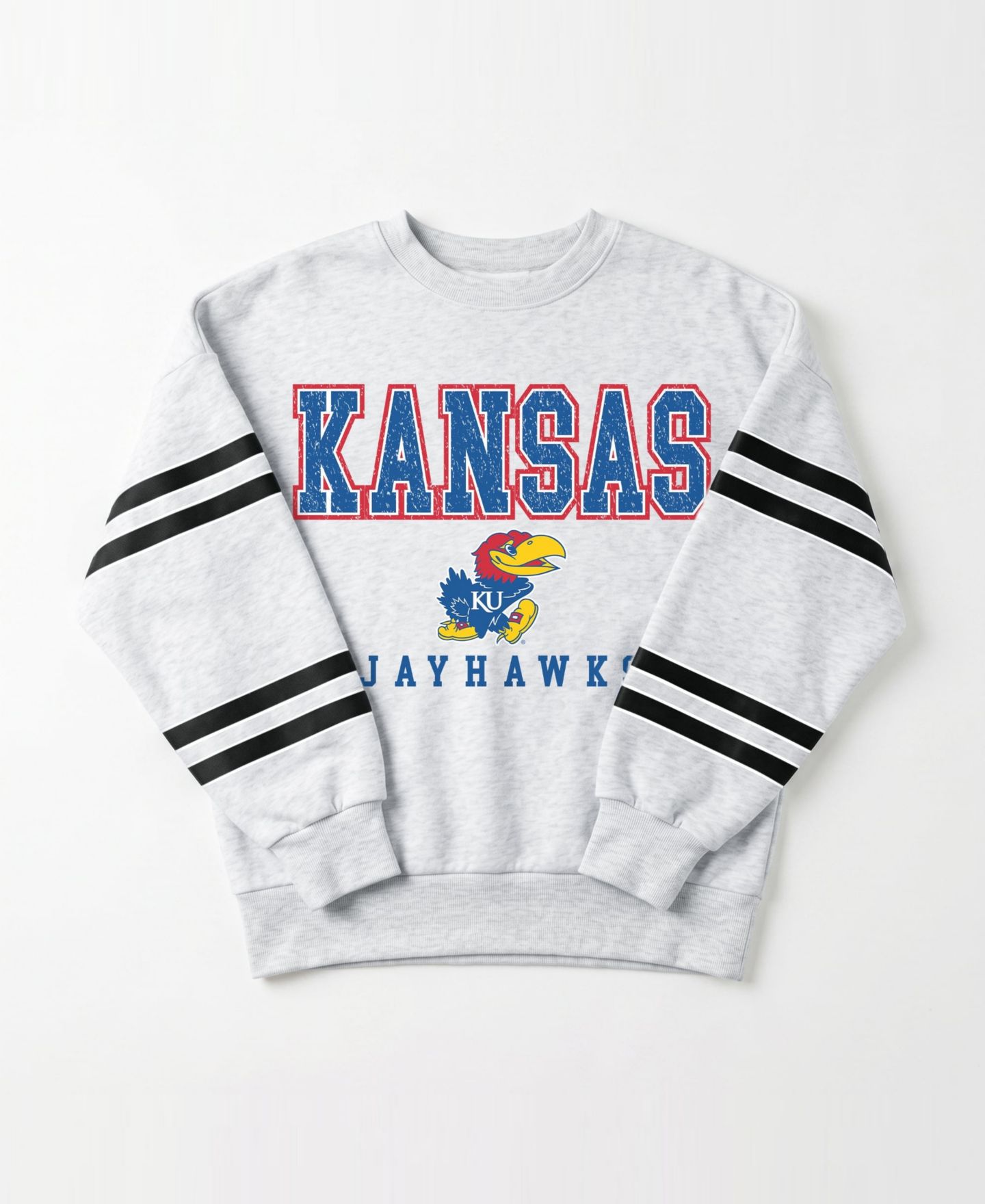 Женская толстовка Gameday Couture Ash Kansas Jayhawks Stadium Stripes Oversized Fleece — фото 6