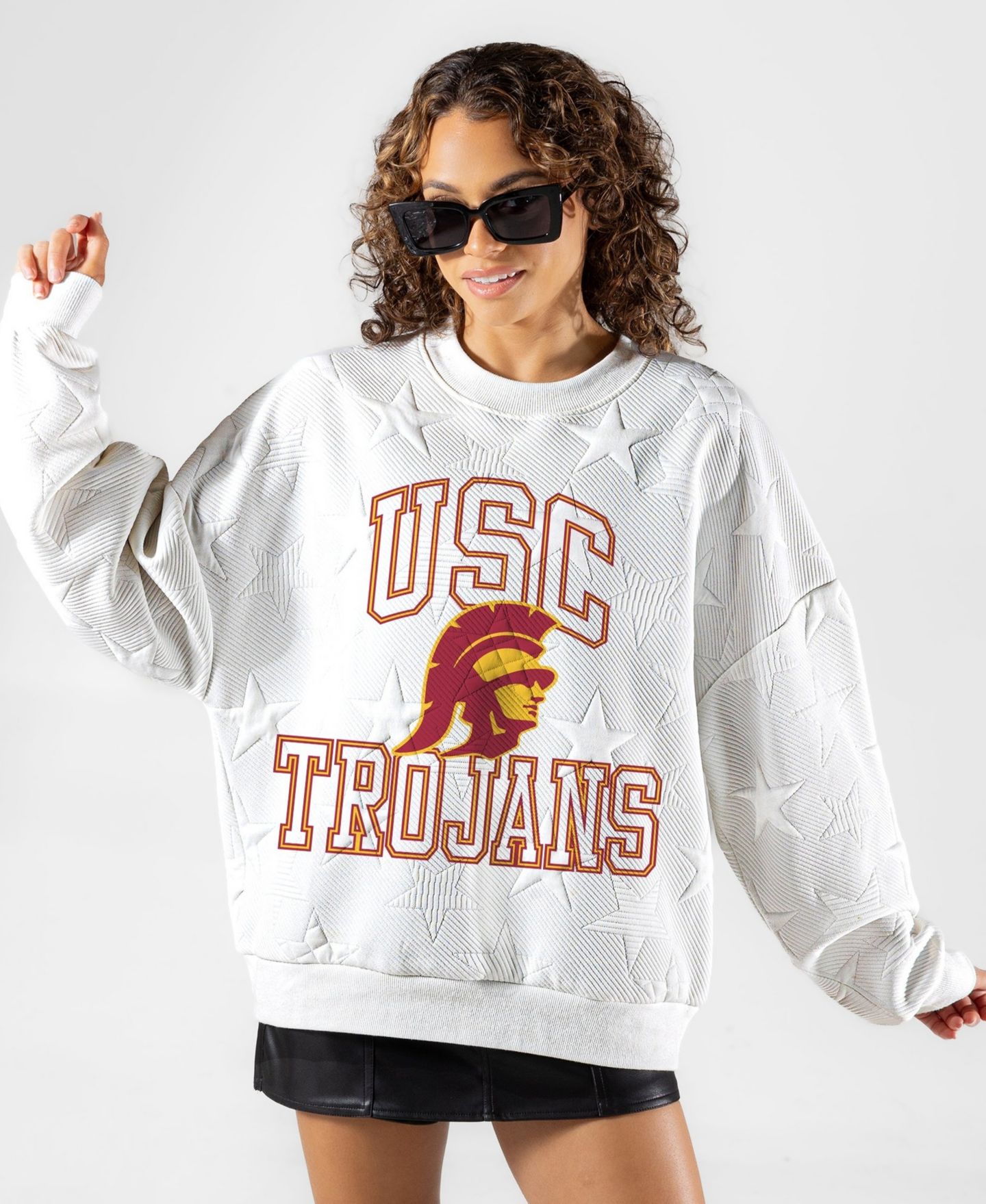 Женская толстовка Gameday Couture White USC Trojans Big Play Energy Tonal Star Embossed — фото 1