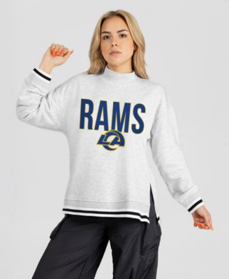 Women's Ash Los Angeles Rams Rally Point Contrast Stripe Mock Neck Sweatshirt