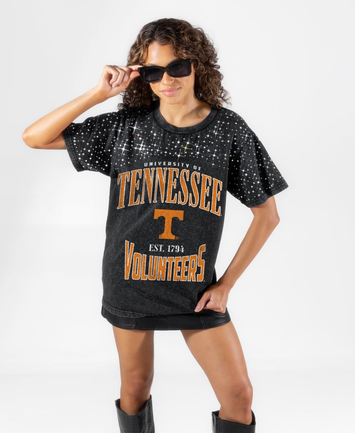 Женская футболка Gameday Couture Black Tennessee Volunteers In the Zone Washed Micro Rhinestone — фото 4