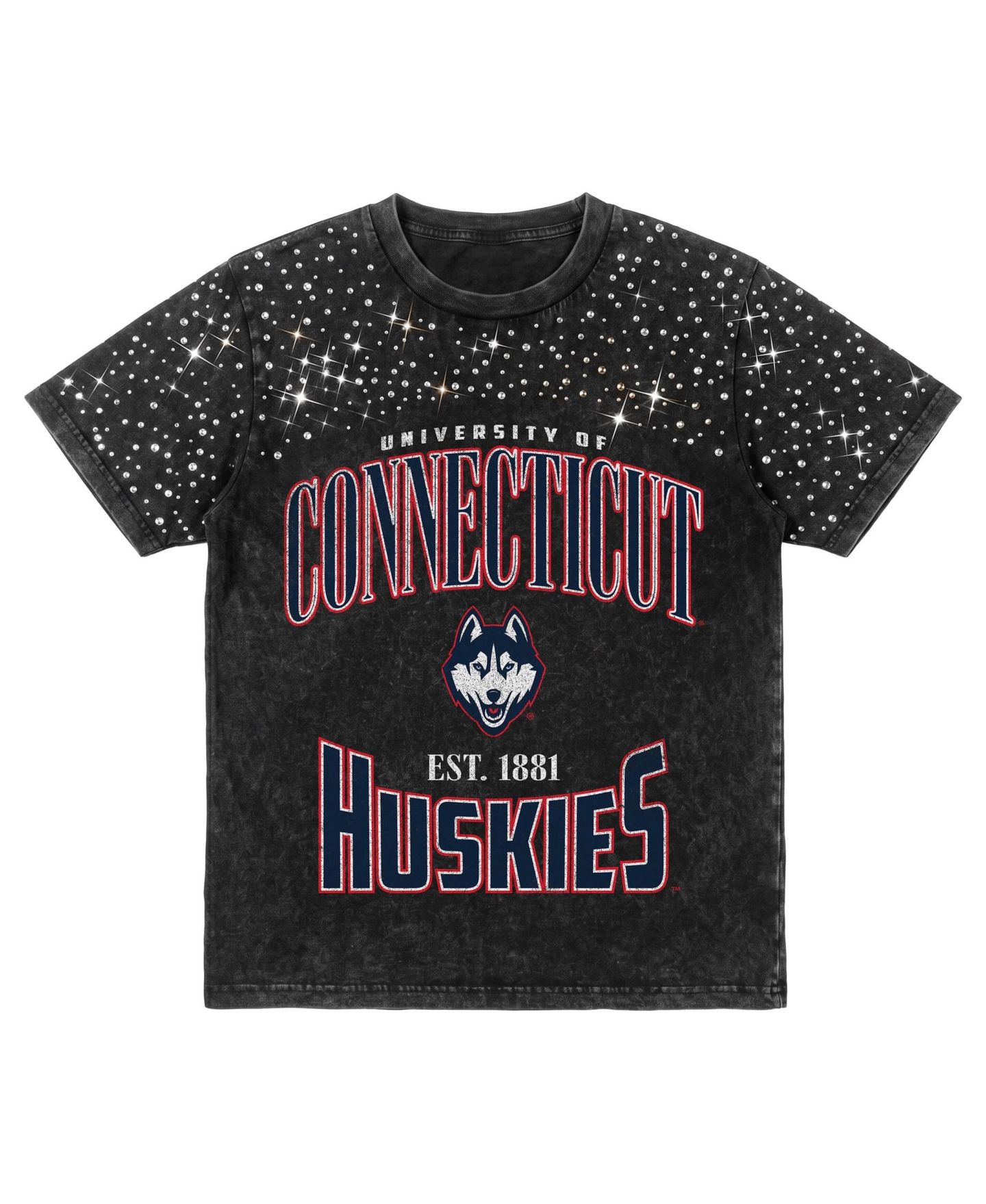 Женская футболка Gameday Couture Black UConn Huskies In the Zone Washed Micro Rhinestone — фото 6