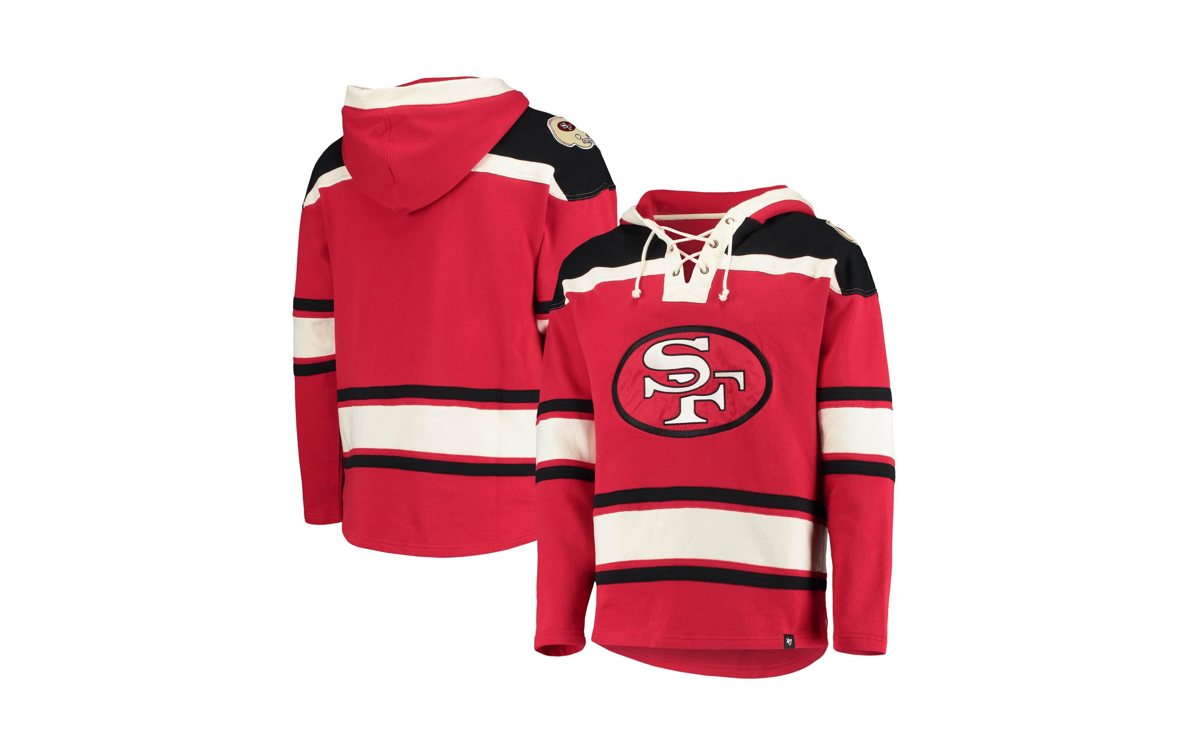 '47 Brand Men's Scarlet San Francisco 49ers Throwback Lacer Pullover Hoodie