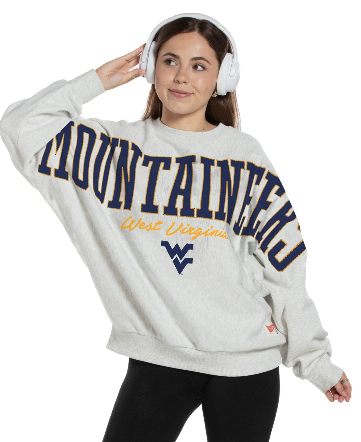 Pressbox Women's Heather Gray West Virginia Mountaineers Flannigan Oversized Fleece Sweatshirt - Heather Gray