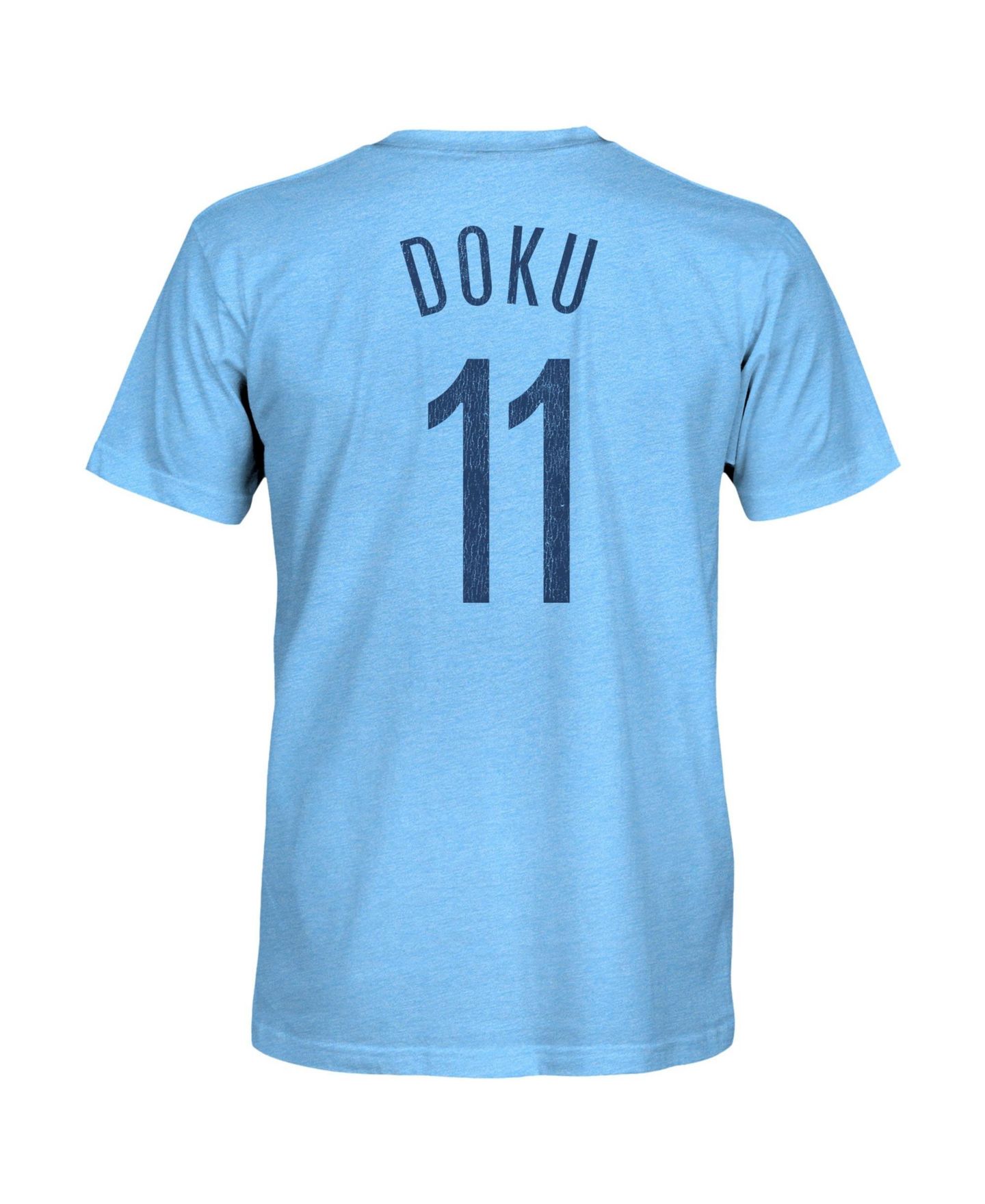 Мужская футболка 1863FC Jeremy Doku Sky Blue Manchester City Player Name & Number Twisted Tri-Blend Slub — фото 3