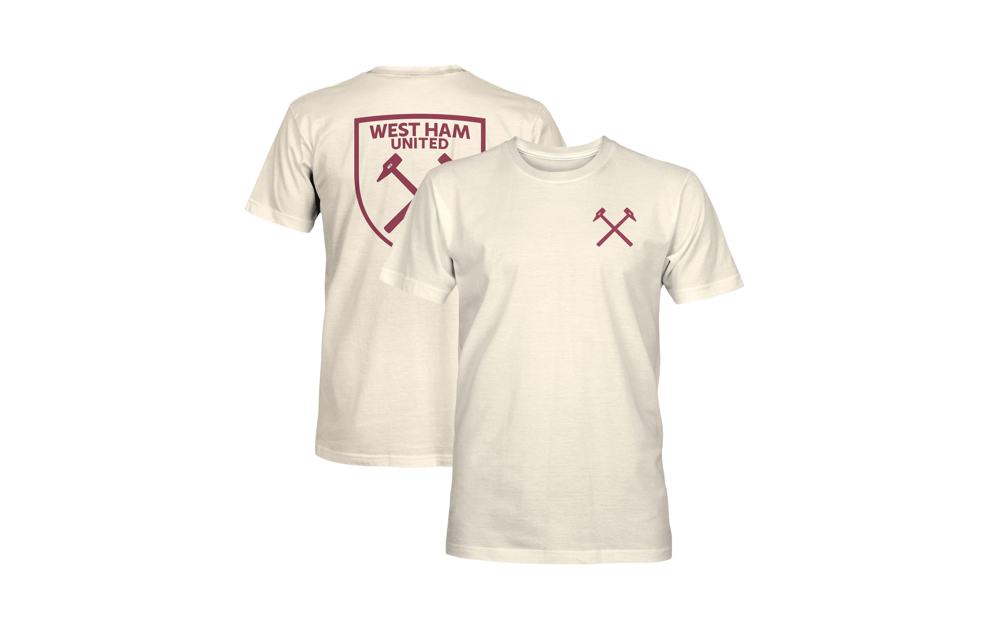 1863FC Men's Cream West Ham United Big Logo Heavyweight T-Shirt