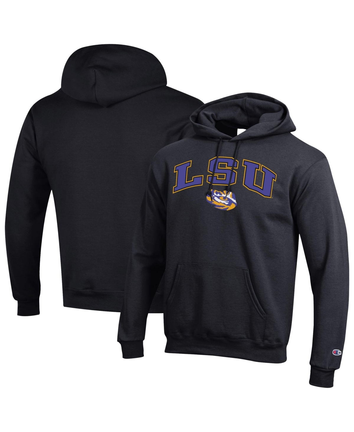 Champion Men's Champion Black Lsu Tigers Arch Over Logo Pullover Hoodie - Black