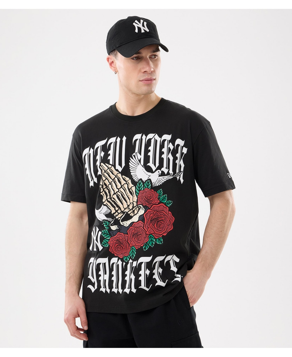 New Era Men's Black New York Yankees Lifestyle Blessed Aesthetic T-Shirt - Black