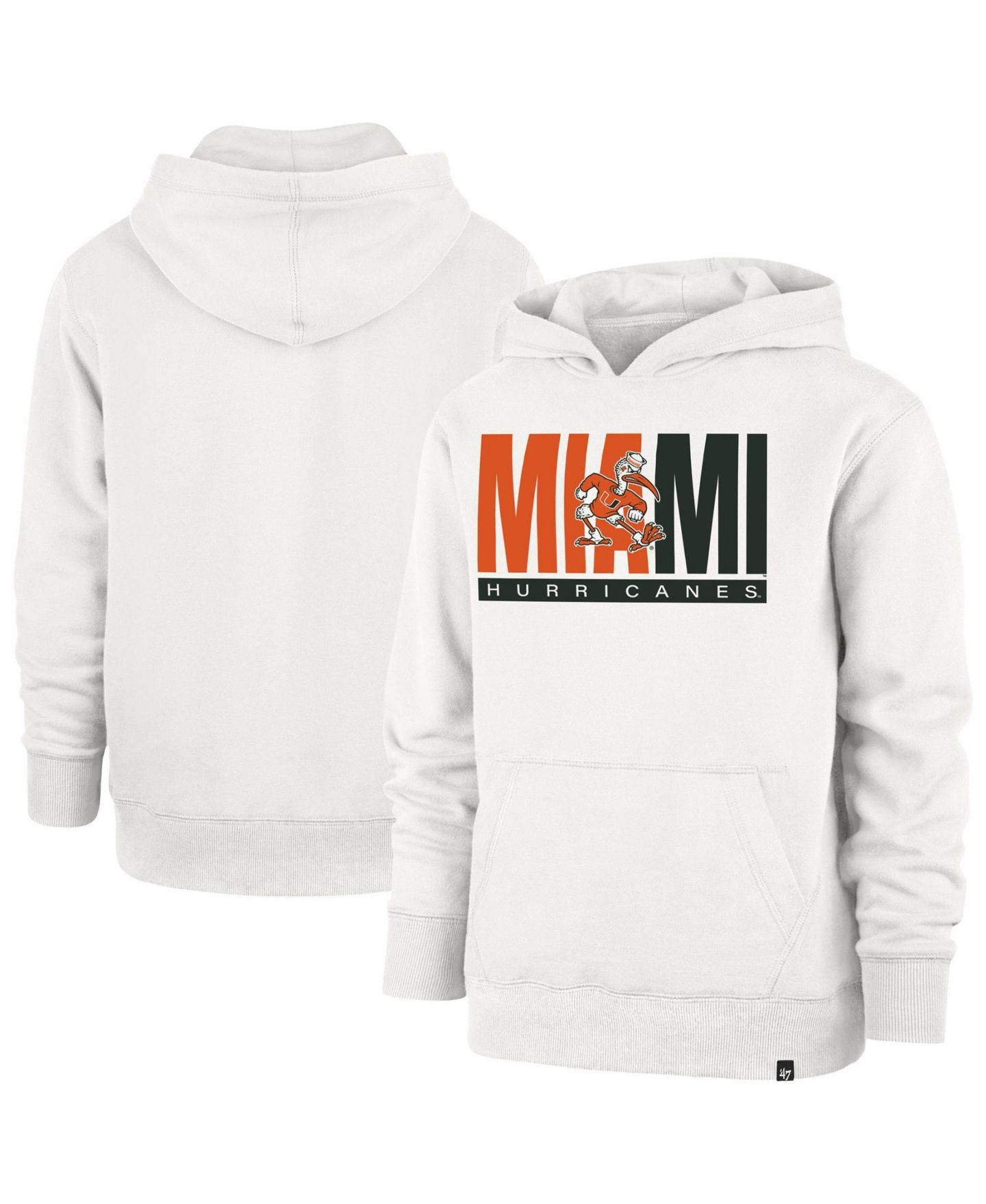 Детское худи '47 Brand Cream Miami Hurricanes Block Text Pullover — фото 1