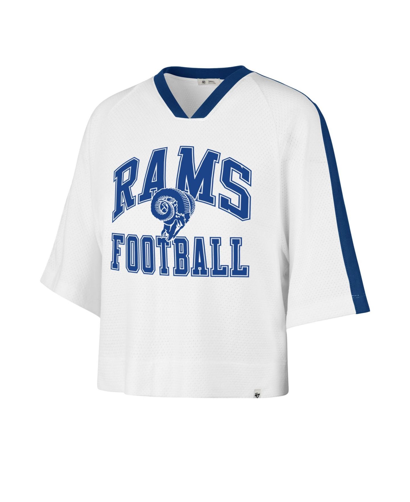 Женская футболка '47 Brand White Los Angeles Rams Big Overarch Drop Needle Raglan V-Neck — фото 2