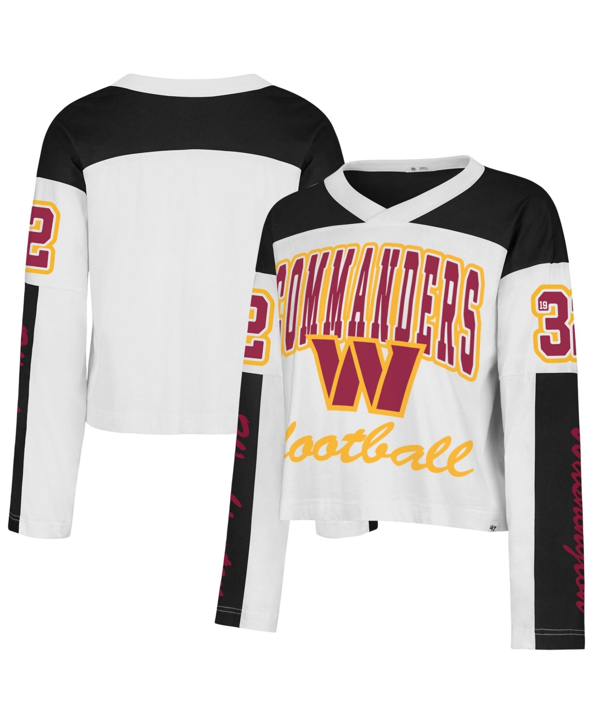 '47 Brand Women's White Washington Commanders Exclamation Metro V-Neck Long-Sleeve Jersey - White