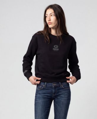 Women's Black Green Bay Packers Core Essentials Micro Logo Fleece Sweatshirt