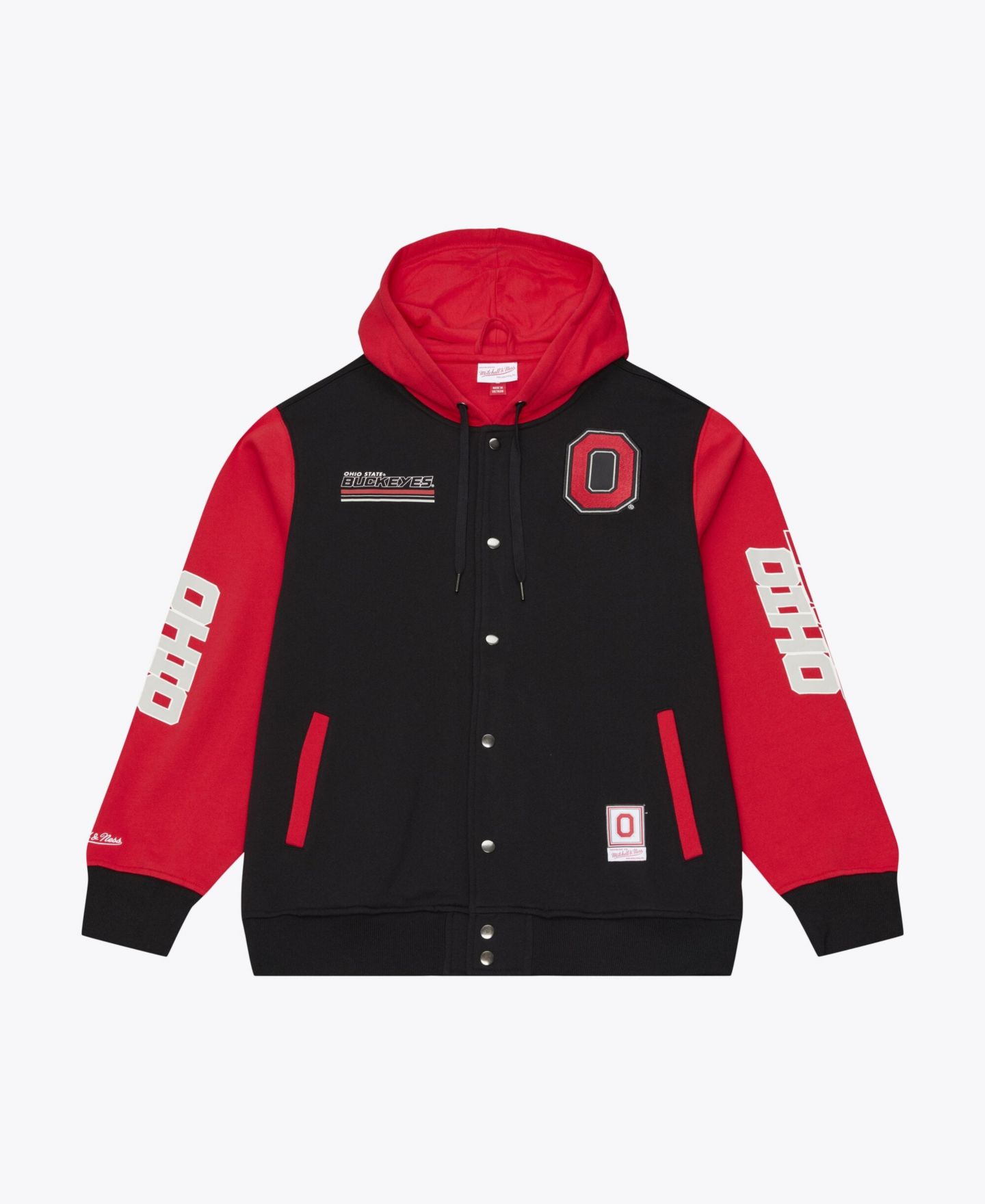 Мужская куртка Mitchell & Ness Black Ohio State Buckeyes Triple Check Courtside Button-Front Fleece — фото 1