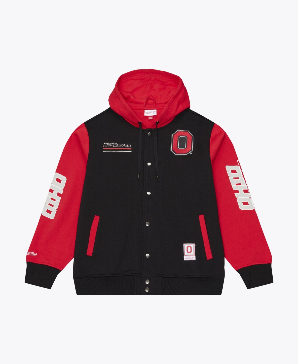 Mitchell & Ness Men's Black Ohio State Buckeyes Triple Check Courtside Button-Front Fleece Jacket - Black