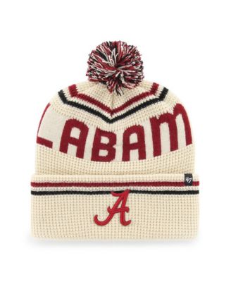 Men's and Women's Cream Alabama Crimson Tide Quattrle Waffle Cuffed Knit Pom Hat
