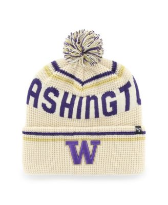 Men's and Women's Cream Washington Huskies Quattrle Waffle Cuffed Knit Pom Hat
