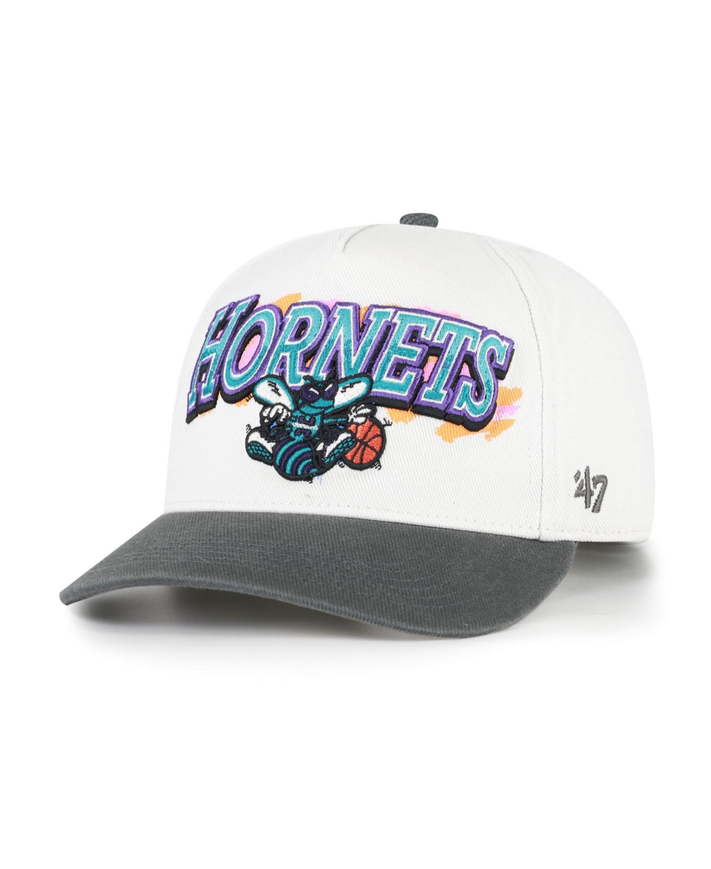 Мужская кепка '47 Brand Cream/Black Charlotte Hornets City Paint Hitch Adjustable Hat — фото 1