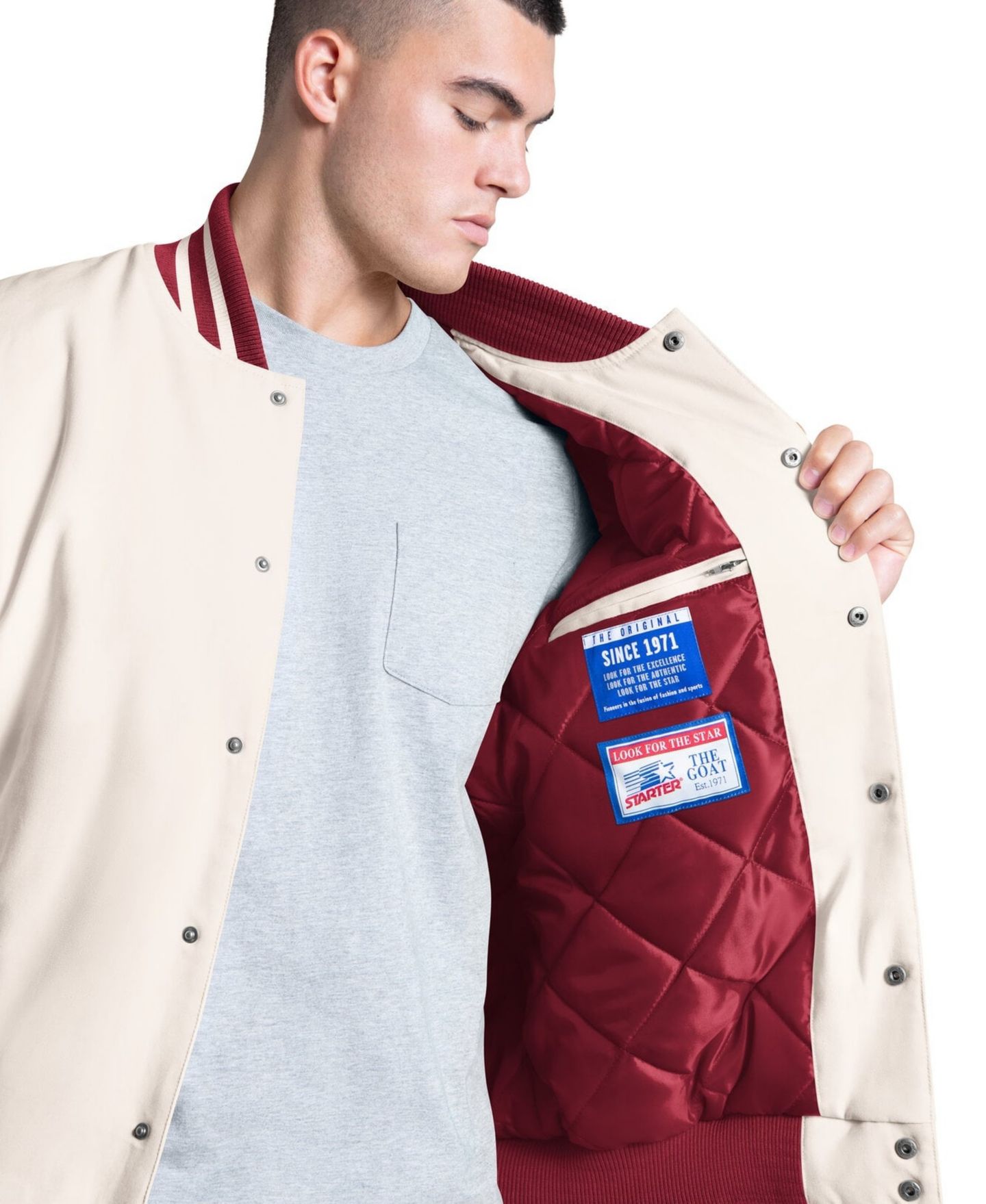 Мужская куртка Starter White Alabama Crimson Tide Spectator Varsity Full Snap — фото 3