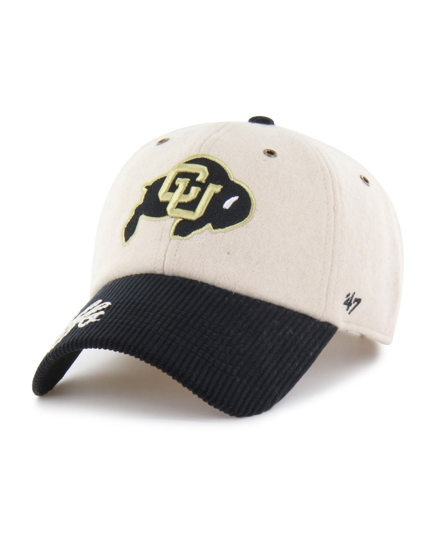 Женская кепка '47 Brand Cream/Black Colorado Buffaloes Rope Script Clean Up Adjustable Hat — фото 2
