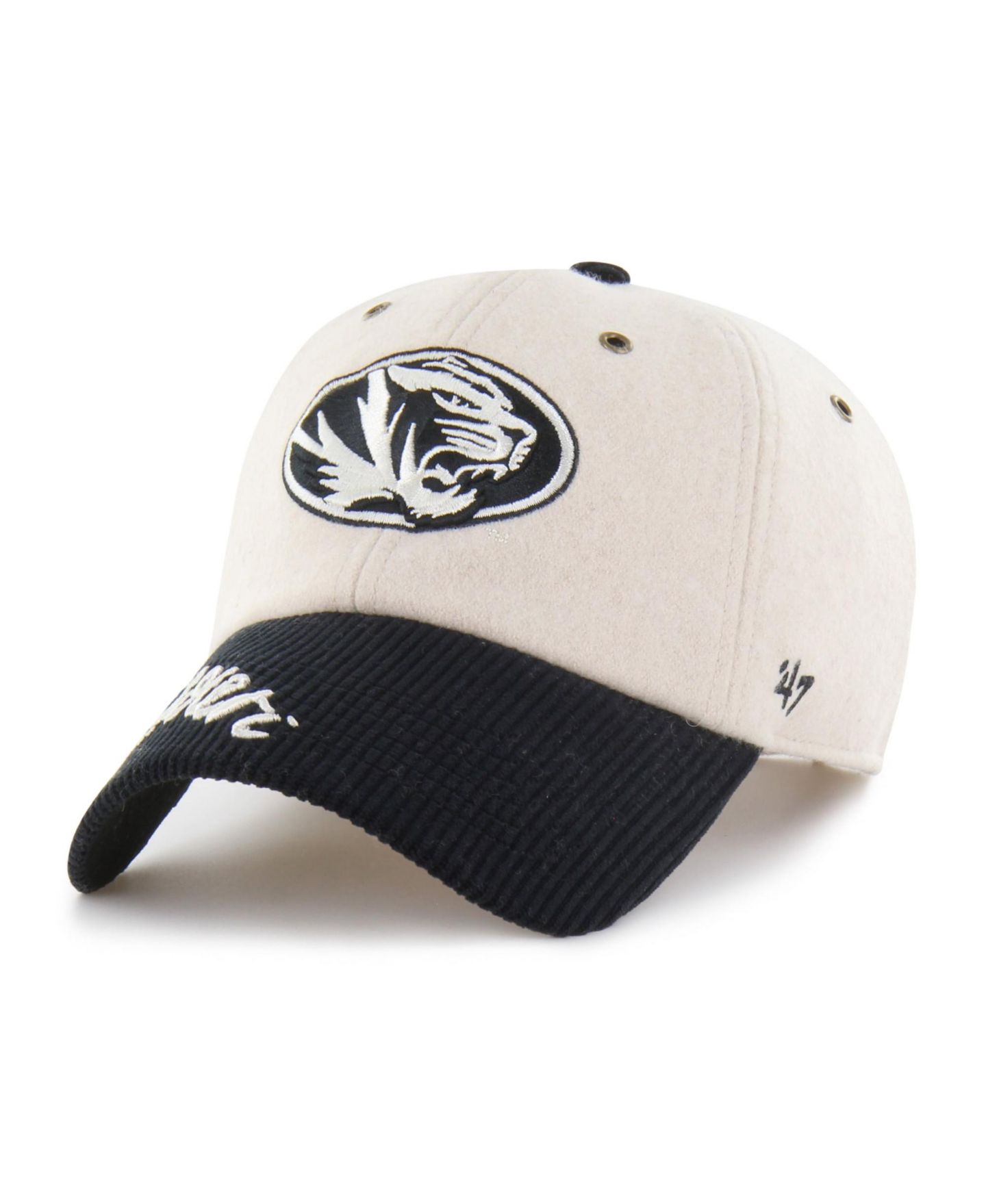 Женская кепка '47 Brand Cream/Black Missouri Tigers Rope Script Clean Up Adjustable Hat — фото 2