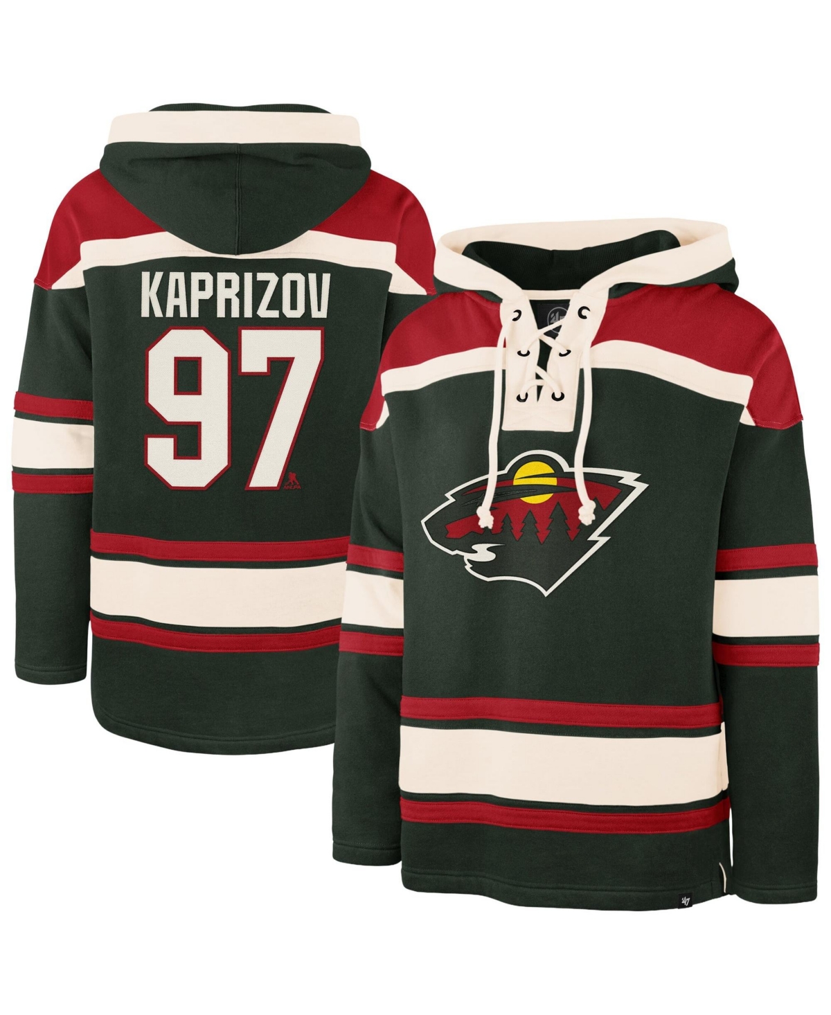 '47 Brand Men's Kirill Kaprizov Green Minnesota Wild Player Name & Number Lacer Hoodie - Green