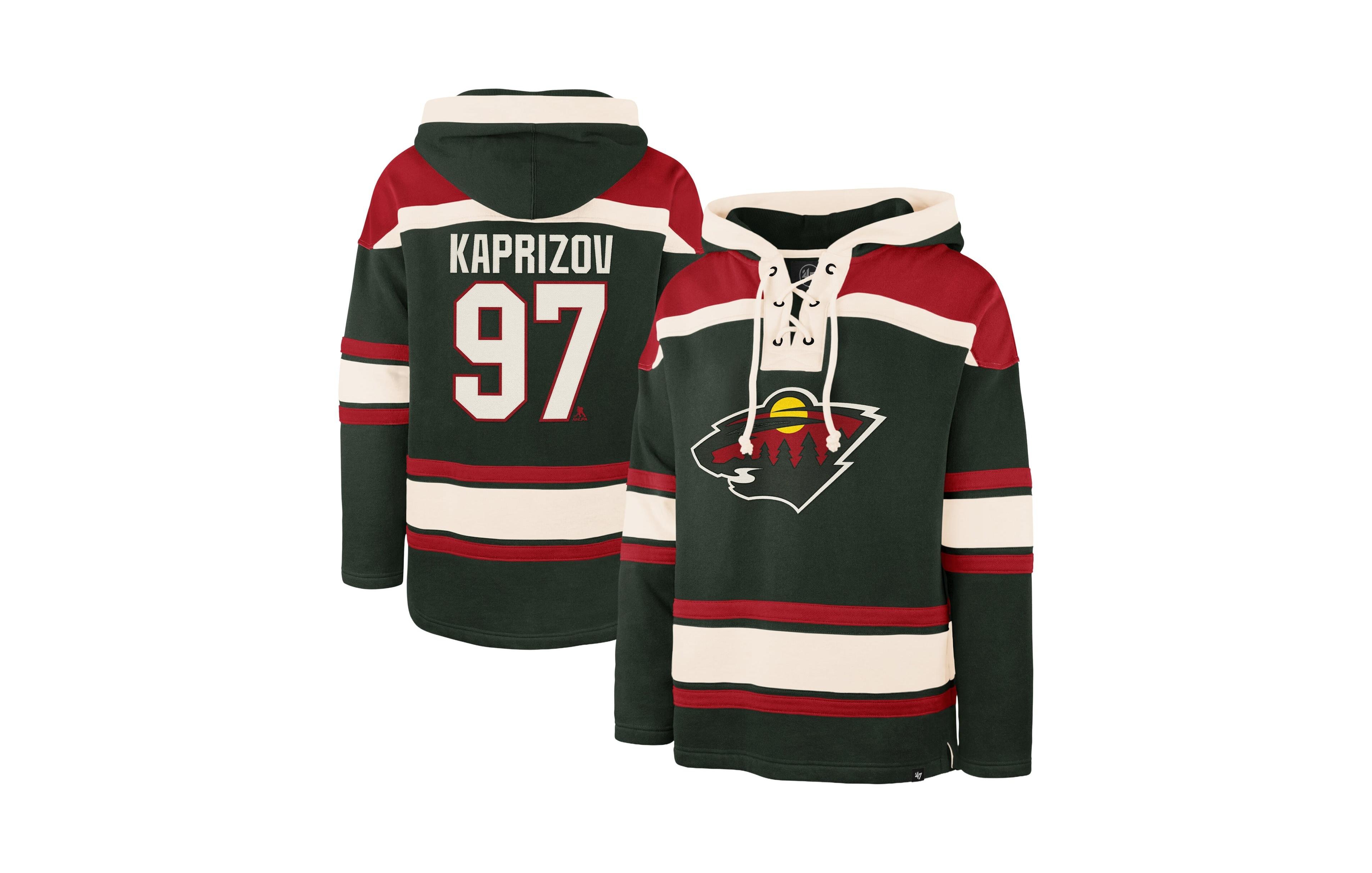 '47 Brand Men's Kirill Kaprizov Green Minnesota Wild Player Name & Number Lacer Hoodie