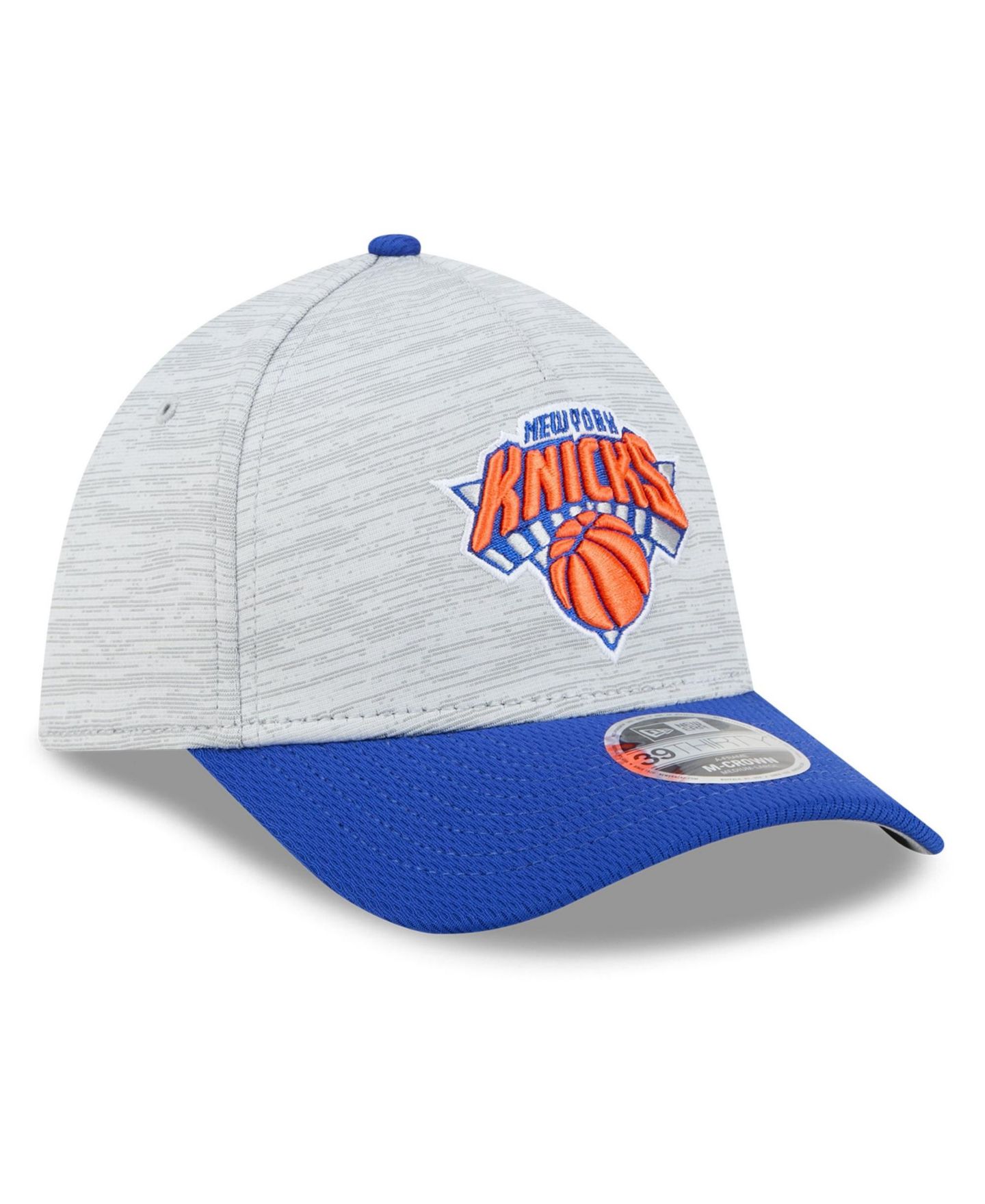 Мужской головной убор New Era Gray New York Knicks 39THIRTY M-Crown Tech Stretch Hat — фото 3