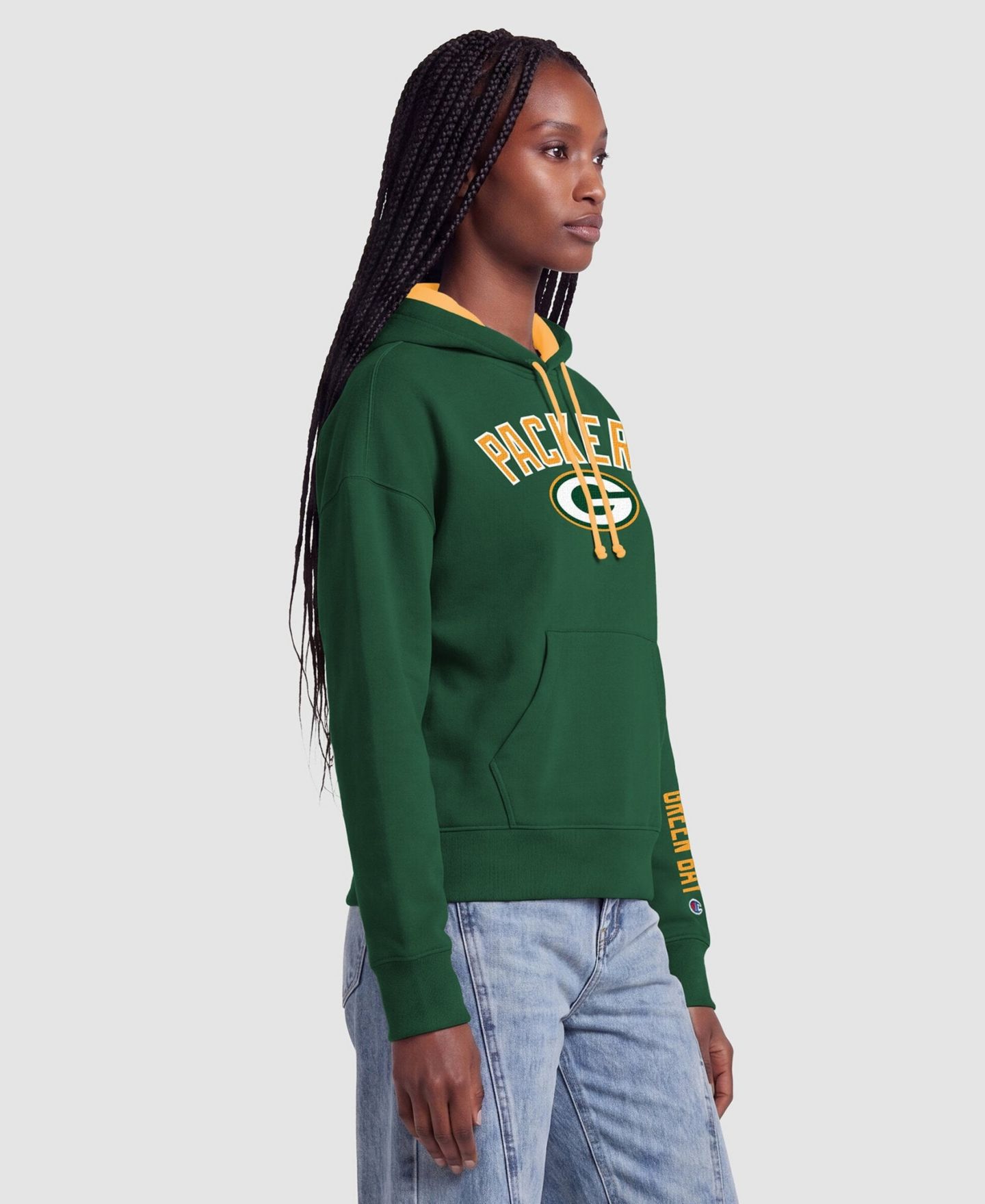 Женское худи Champion Green/Gold Green Bay Packers Contrast Liner — фото 4
