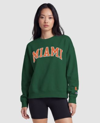 Women's Green Miami Hurricanes Fleece Crew Sweatshirt