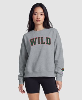 Women's Heather Gray Minnesota Wild Applique Crewneck Sweatshirt