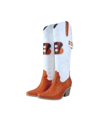 Women's White Cincinnati Bengals Crystal Cowboy Boots