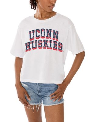 Women's White UConn Huskies Claim To Fame Boxy Cropped T-Shirt
