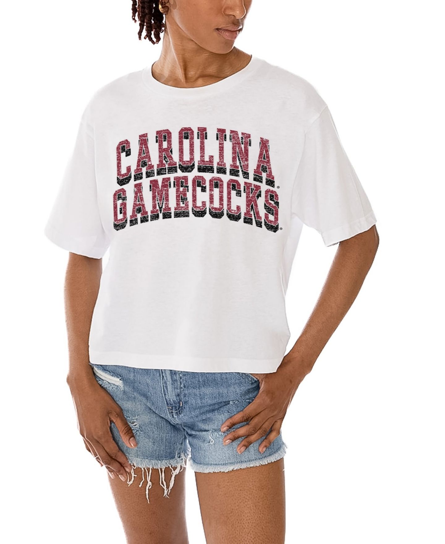 Женская футболка Gameday Couture White South Carolina Gamecocks Claim To Fame Boxy Cropped — фото 1