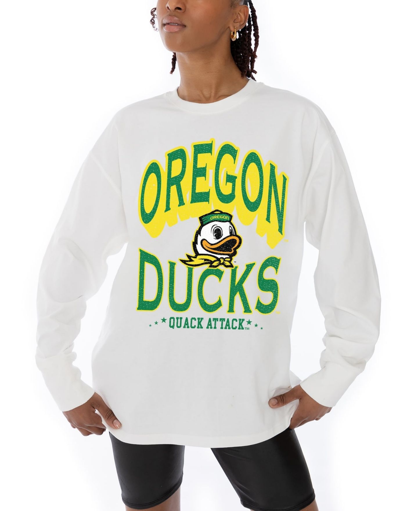 Женская футболка Gameday Couture White Oregon Ducks Midweight Oversized Long-Sleeve — фото 1