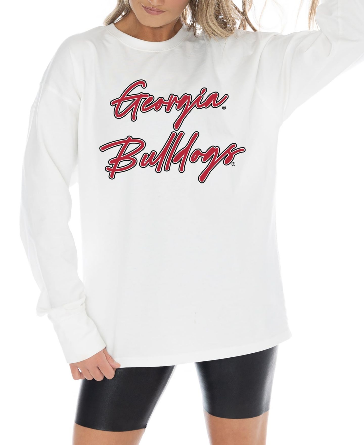 Женская футболка Gameday Couture White Georgia Bulldogs Midweight Oversized Long-Sleeve — фото 1