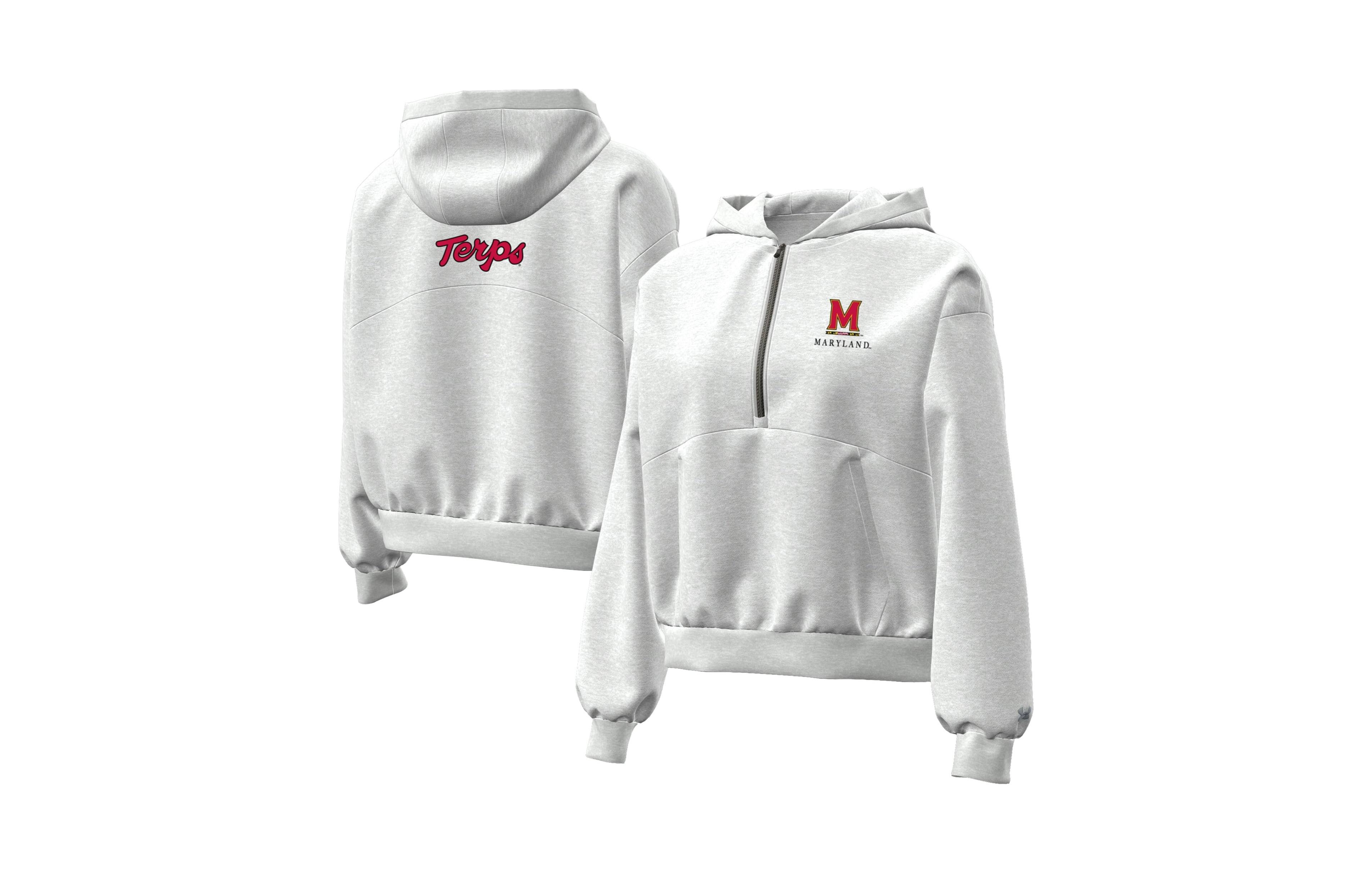 Under Armour Women's Heather Gray Maryland Terrapins Icon Fleece Half-Zip Hoodie