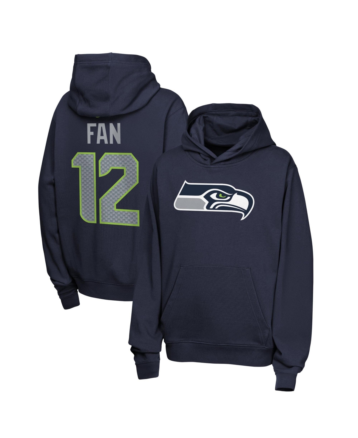 Nike Big Boys' and Girls' Fan 12 College Navy Seattle Seahawks Name & Number Club Fleece Hoodie - College Navy