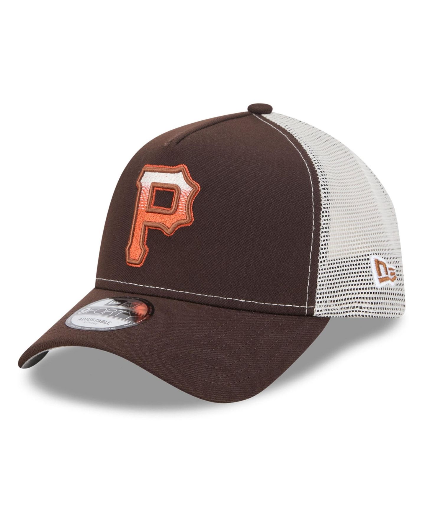Мужская кепка New Era Brown Pittsburgh Pirates Pumpkin Spice 9FORTY A-Frame Adjustable Trucker Hat — фото 3