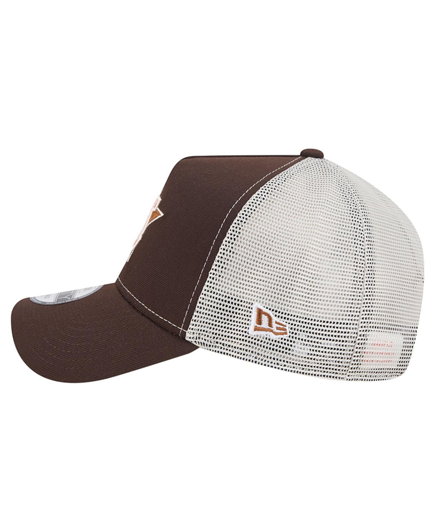 Мужская кепка New Era Brown Houston Astros Pumpkin Spice 9FORTY A-Frame Adjustable Trucker Hat — фото 6