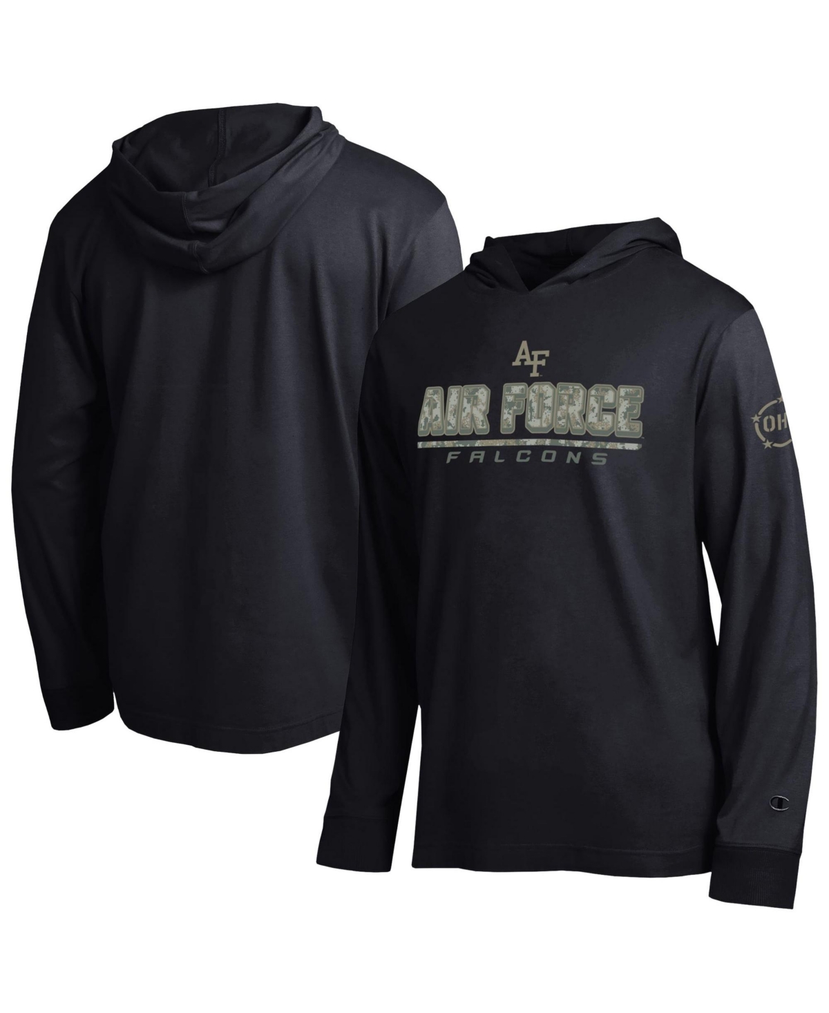 Champion Men's Black Air Force Falcons Operation Hat Trick Camo Script Long-Sleeve Hoodie - Black