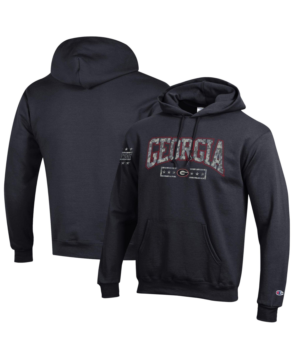 Champion Men's Black Georgia Bulldogs Operation Hat Trick Camo Script Powerblend Fleece Hoodie - Black